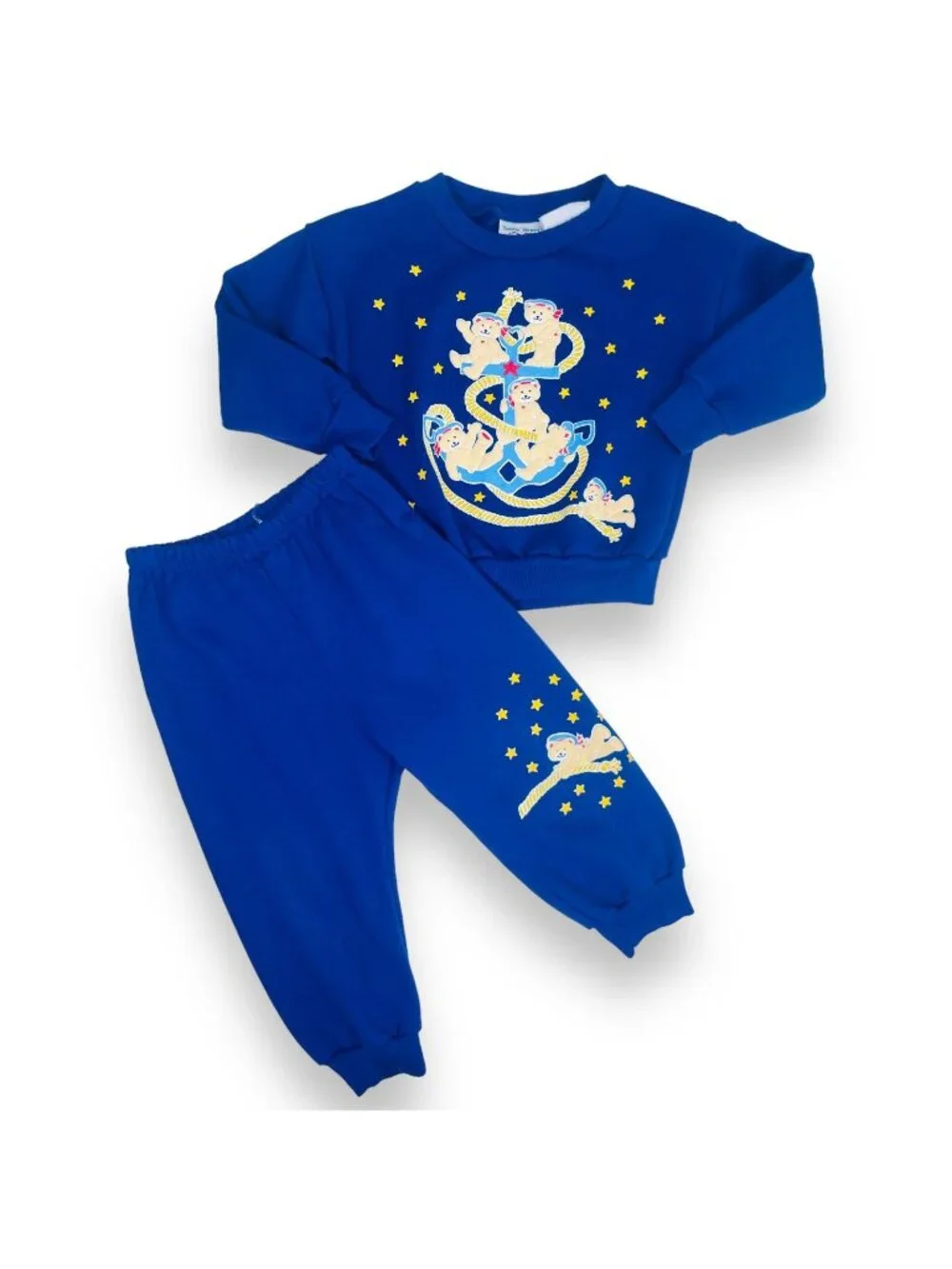 Vintage Nautical Sailor Teddy Bear Sweatshirt Pants Tracksuit Set Outfit 24m 2T
